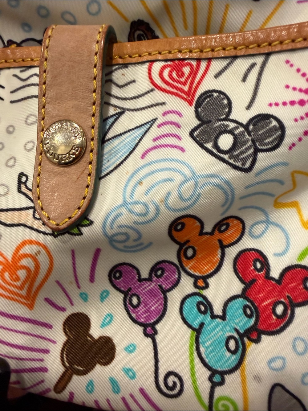 Disney Dooney Bourke Sketch Crossbody Bag Heart Charm Mickey Castle Nylon Purse - Picture 7 of 16
